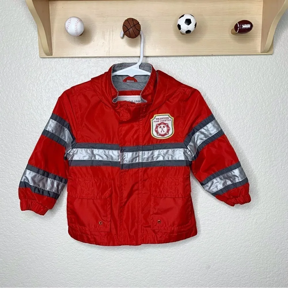 Carter’s Baby Boy Size 12 Months Fireman Hooded Windbreaker Rain Jacket